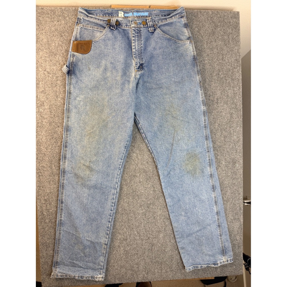 Wrangler Riggs Workwear Mens 36x34 Blue Denim Carpenter Jeans Cool Vantage Pants